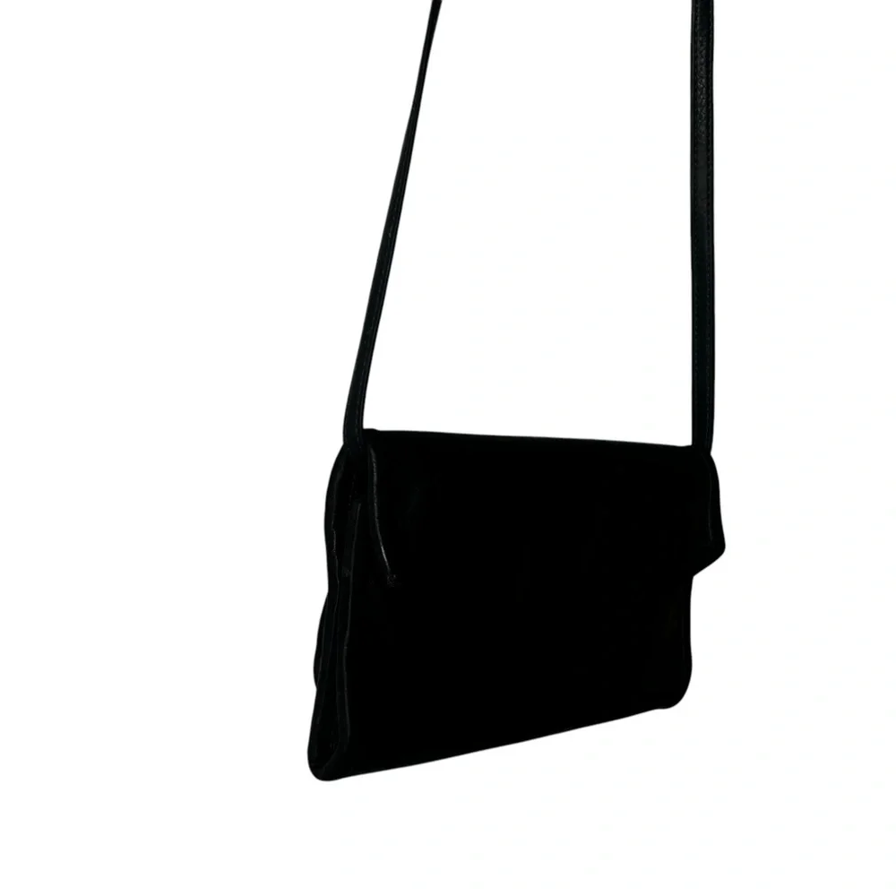 Julia Duren Vintage Rainguarded Leather Black Crossbody Envelope Wallet Bag